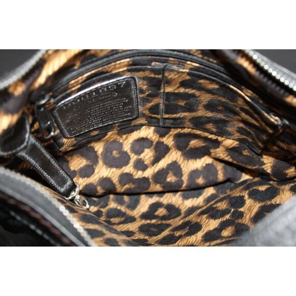 Brighton Black Leather Shoulder Purse w/Cheetah Print Inside - Picture 6 of 7